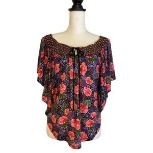 Last call-Anthropologie Ric Rac Pink Floral Polka Dot Embroidered top